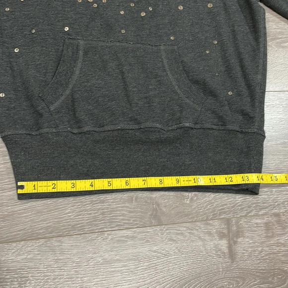 Aerie 3/4 Sleeve Embroidered Embellished Lightweight Gray Pocket Sweatsh… - Picture 14 of 16